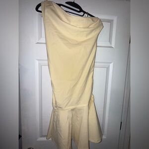 Elegant One Shoulder/Ofd the Shoulder Yellow Dress